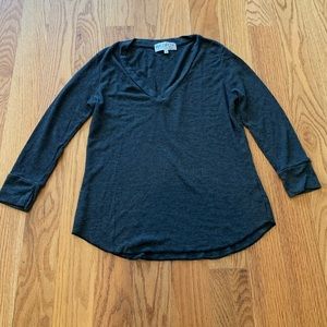 🔴 Wildfox Dark Grey Henley Long Sleeve Top - Size S